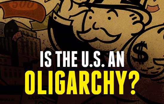 Image of Mr. Monopoly with the text Is the U.S. an Oligarchy?